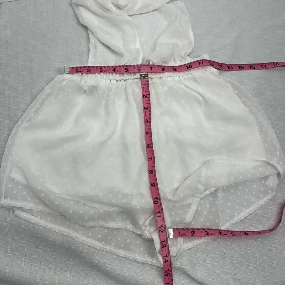 Showpo Size 2 California Sunset White Swiss Dot Criss Cross Back Playsuit